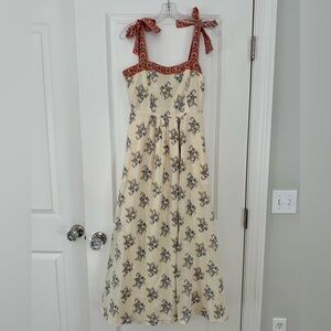 Aqua Floral Skirt with Purple and Green Accents